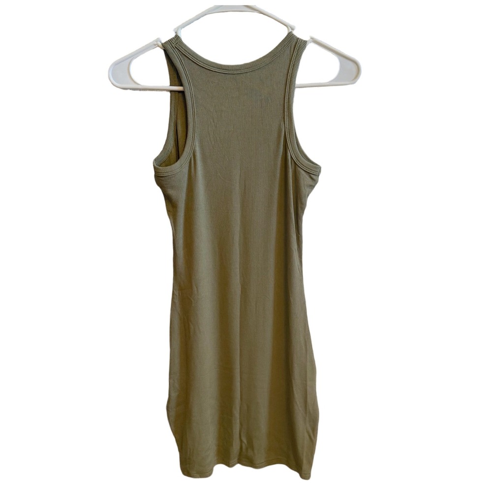 NWT Womens Sleeveless Ribbed Bodycon Mini Dress Scoop Neck Olive Green XS - Picture 5 of 7